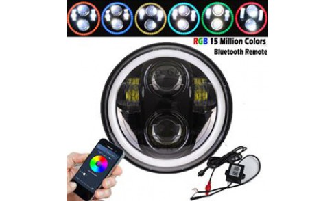 Serius 5.75" Headlight with RGB color changing Halo. (Chrome of Black)