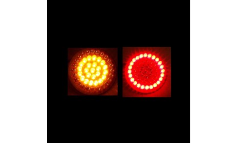1156-RA Dual Intensity Turn Signals Red Halo w/ Amber Turn Signal (pair) Flat Style Lens